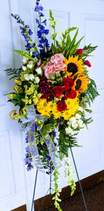 Colorful Sympathy Standing Easel Spray - for the service in Pleasanton, CA