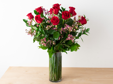 Classic dozen red roses with a twist. - Blooms In Bloom