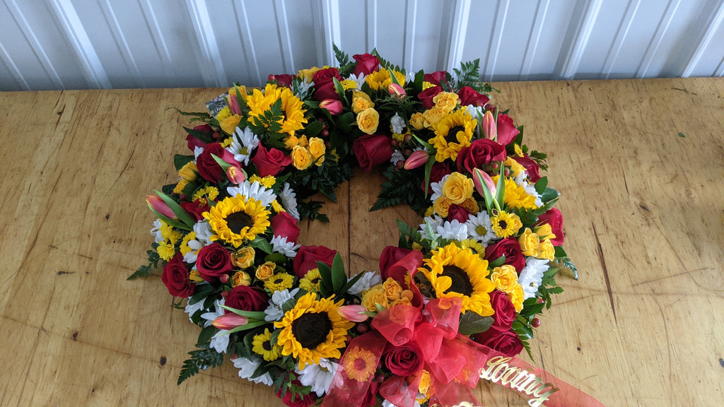Sunflower Urn Wreath - Blooms In Bloom